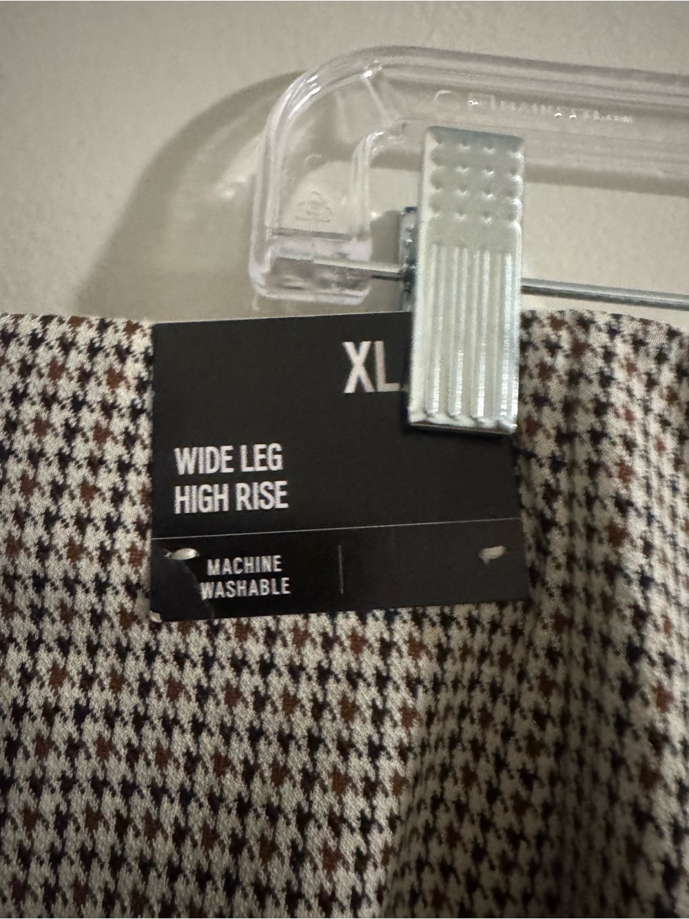 Express Wide Leg High Rise Trousers in Brown and Cream Houndstooth
